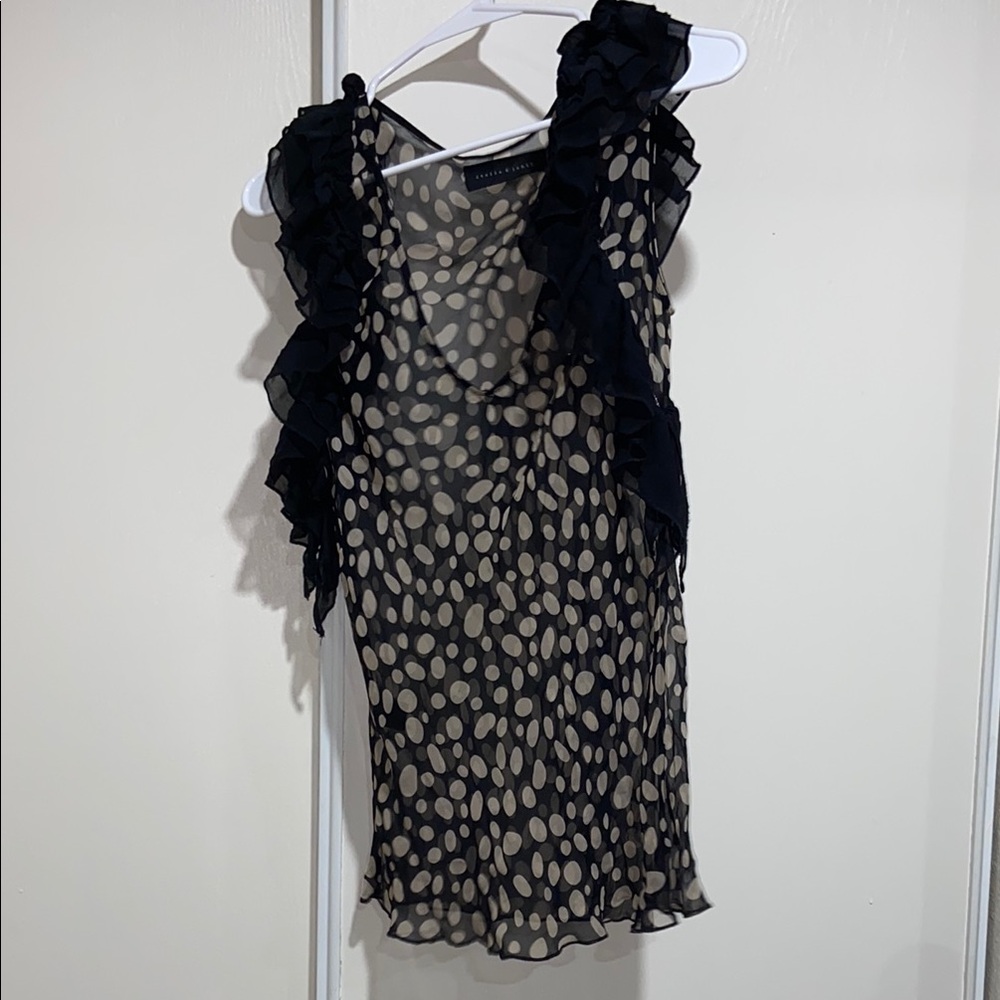 Stella & Jamie Black and Cream Polka Dot Top